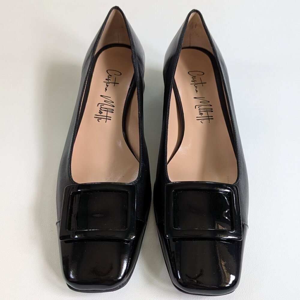 Cristina Millotti Women's Black Leather Square Toed Shoes Size 38.5/US 8